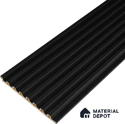 Black Plain Colour Look Charcoal Louver/Panel 9.5 ft x 4.7 inch - 11 mm | Ideal for Feature Wall, Living Room, Bedroom, Home, TV Unit | PN 07160