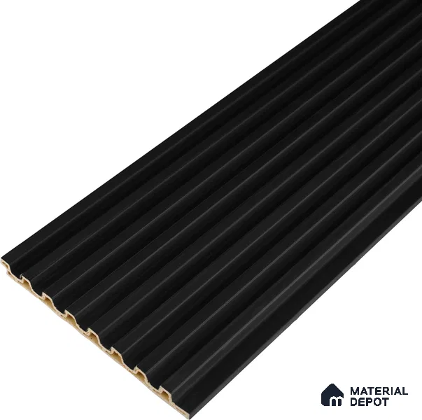 Black Plain Colour Look Charcoal Louver/Panel 9.5 ft x 4.7 inch - 11 mm | Ideal for Feature Wall, Living Room, Bedroom, Home, TV Unit | PN 07160