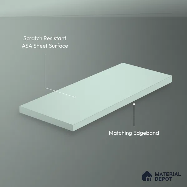 Seafoam Green Solid Colors Look LM 26012 8 ft x 4 ft Matte Finish ASA Laminate - 1 mm