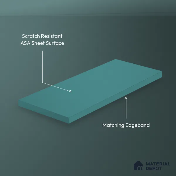 Teal Blue Solid Colors Look LM 26014 8 ft x 4 ft Matte Finish ASA Laminate - 1 mm