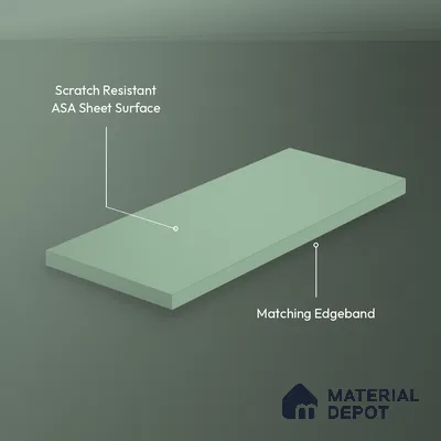 Sage Green Solid Colors Look LM 26016 8 ft x 4 ft Matte Finish ASA Laminate - 1 mm