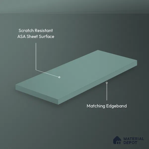 Teal Blue Solid Colors Look LM 26017 8 ft x 4 ft Matte Finish ASA Laminate - 1 mm
