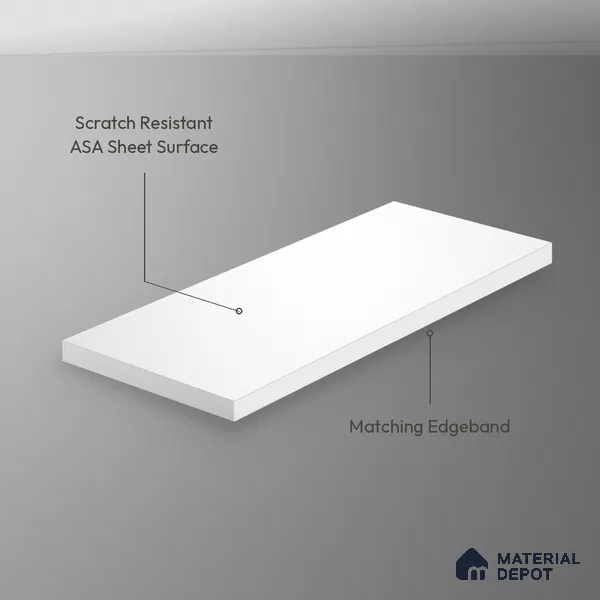 Pure White Solid Colors Look LM 26023 8 ft x 4 ft Matte Finish ASA Laminate - 1 mm
