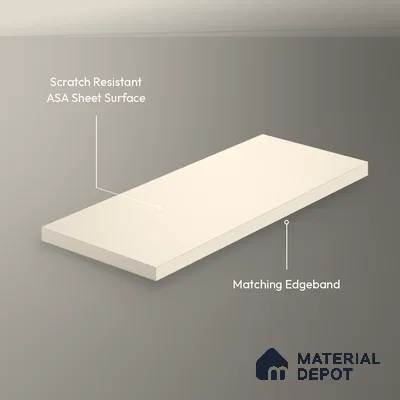 Classic Ivory Solid Colors Look LM 26028 8 ft x 4 ft Matte Finish ASA Laminate - 1 mm