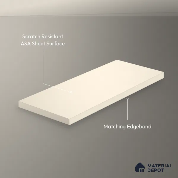 Classic Ivory Solid Colors Look LM 26028 8 ft x 4 ft Matte Finish ASA Laminate - 1 mm