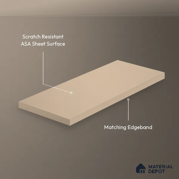 Cappuccino Beige Solid Colors Look LM 26030 8 ft x 4 ft Matte Finish ASA Laminate - 1 mm