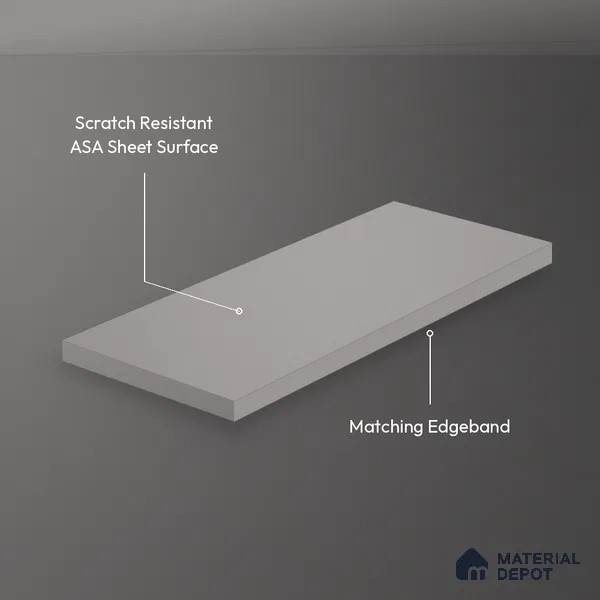 Cloud Grey Solid Colors Look LM 26034 8 ft x 4 ft Matte Finish ASA Laminate - 1 mm