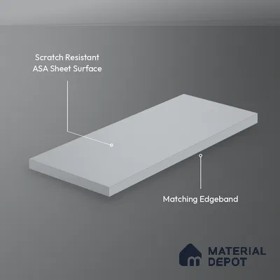 Cement Grey Solid Colors Look LM 26035 8 ft x 4 ft Matte Finish ASA Laminate - 1 mm