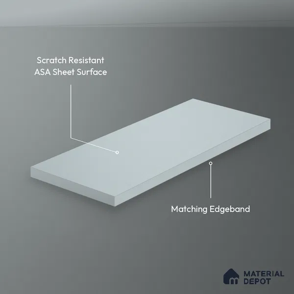 Light Grey Solid Colors Look LM 26038 8 ft x 4 ft Matte Finish ASA Laminate - 1 mm