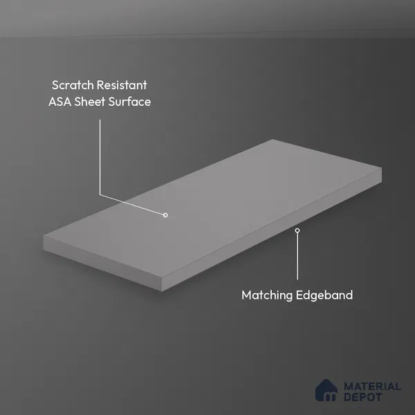 Stone Grey Solid Colors Look LM 26039 8 ft x 4 ft Matte Finish ASA Laminate - 1 mm
