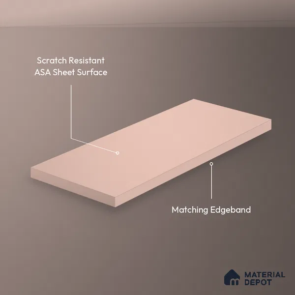 Blush Pink Solid Colors Look LM 26040 8 ft x 4 ft Matte Finish ASA Laminate - 1 mm
