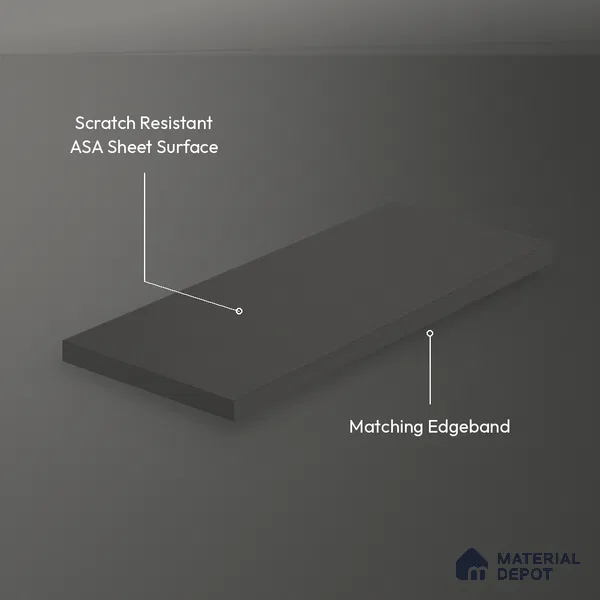 Graphite Grey Solid Colors Look LM 26041 8 ft x 4 ft Matte Finish ASA Laminate - 1 mm