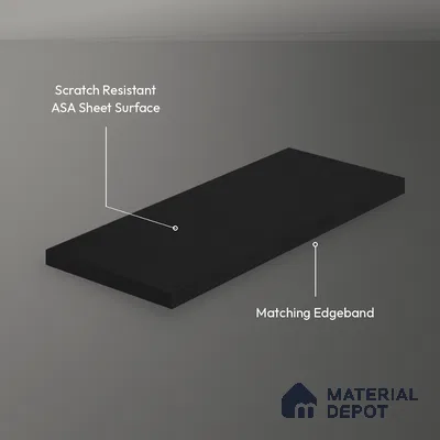Graphite Black Solid Colors Look LM 26043 8 ft x 4 ft Matte Finish ASA Laminate - 1 mm