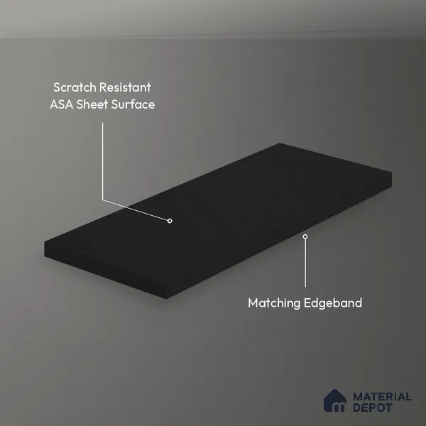Graphite Black Solid Colors Look LM 26043 8 ft x 4 ft Matte Finish ASA Laminate - 1 mm