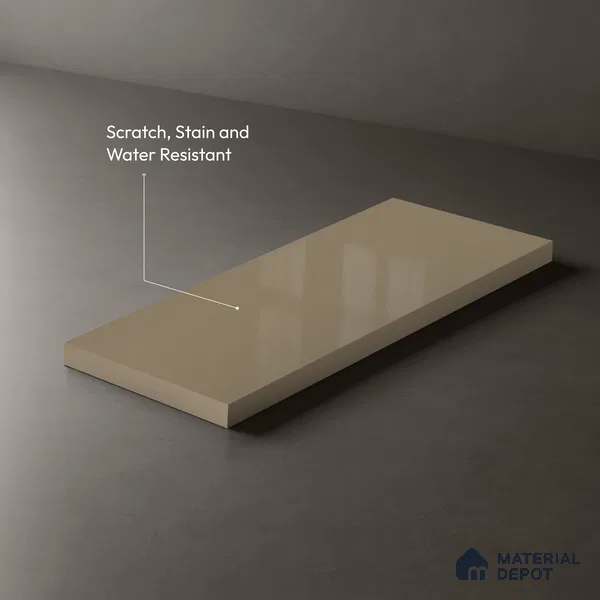 Beige Solid Colors Look LM 01927 8 ft x 4 ft Glossy Finish Decorative Laminate - 1 mm | Suitable for Living Room, Kitchen, Office