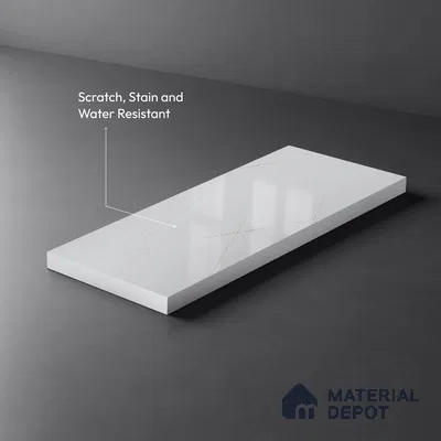 White Marble Look LM 10895 8 ft x 4 ft Glossy Finish Decorative Laminate - 1 mm | Suitable for TV Unit, Wardrobe, Kitchen Cabinets