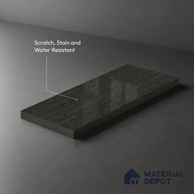 Wooden Look LM 10910 Grey Marquina Stone 8 ft x 4 ft Glossy Finish Decorative Laminate - 1 mm | Suitable for TV Unit, Wardrobe, Kitchen Cabinets