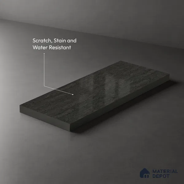 Wooden Look LM 10910 Grey Marquina Stone 8 ft x 4 ft Glossy Finish Decorative Laminate - 1 mm | Suitable for TV Unit, Wardrobe, Kitchen Cabinets