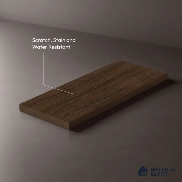 Wooden Look LM 10974 Lyon Walnut 8 ft x 4 ft Suede Finish Decorative Laminate - 1 mm | Suitable for TV Unit, Wardrobe, Kitchen Cabinets