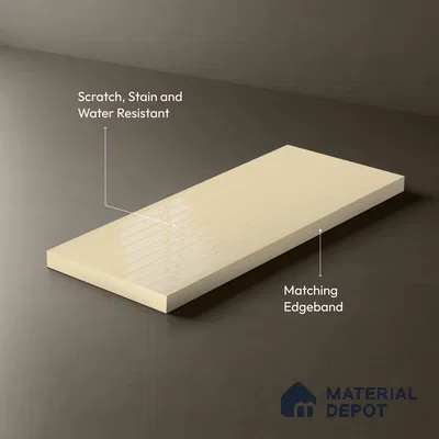 Light Beige Fluted Solid Color LM 19441 L 8 ft x 4 ft Glossy Finish Decorative Laminate - 1 mm | Suitable for TV Unit,Wardrobe, Kitchen Cabinets