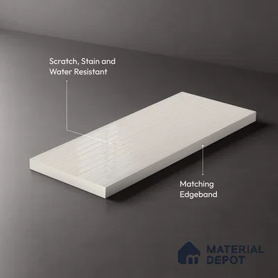 Off White Fluted Solid Color LM 21051 B Off Finish 8 ft x 4 ft Glossy Finish Decorative Laminate - 1 mm | Suitable for TV Unit,Wardrobe, Kitchen Cabinets