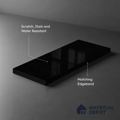 LM 19502 Black Magic Sheen Shine High Gloss Finish 8 ft x 4 ft Decorative Laminate - 1 mm | Suitable for TV Unit, Wardrobe, Kitchen Cabinets