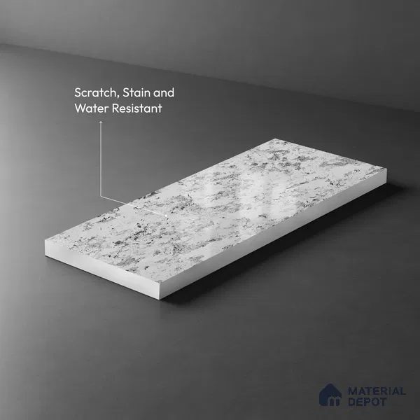 Grey Marble Look LM 20987 8 ft x 4 ft High Gloss Finish Decorative Laminate - 1 mm | Suitable for TV Unit, Wardrobe, Kitchen Cabinets
