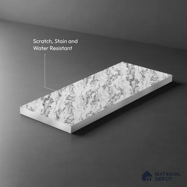 White Marble Look LM 21001 8 ft x 4 ft Matte Finish Decorative Laminate - 1 mm | Suitable for TV Unit, Wardrobe, Kitchen Cabinets