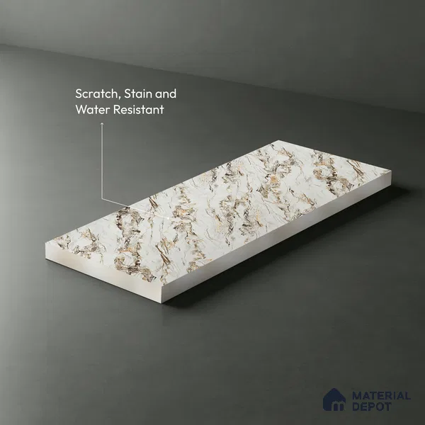 White Marble Look LM 21006 8 ft x 4 ft Matte Finish Decorative Laminate - 1 mm | Suitable for TV Unit, Wardrobe, Kitchen Cabinets