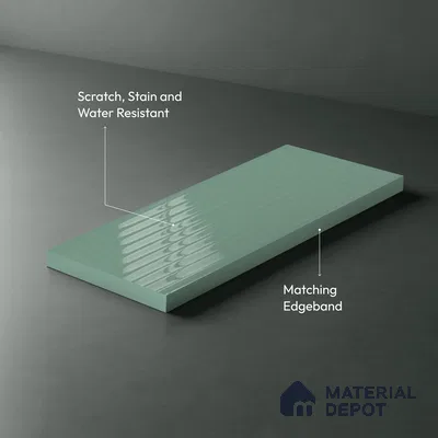 Fluted Solid Color Look LM 21062 B Aqua Flute High Gloss Finish 8 ft x 4 ft Decorative Laminate - 1 mm | Suitable for TV Unit, Wardrobe, Kitchen Cabinets