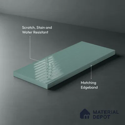Fluted Solid Color Look LM 21064 B Breezy Blue High Gloss Finish 8 ft x 4 ft Decorative Laminate - 1 mm | Suitable for TV Unit, Wardrobe, Kitchen Cabinets