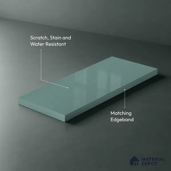 LM 21064 Breezy Blue High Gloss Finish 8 ft x 4 ft Decorative Laminate - 1 mm | Suitable for Living Room, Kitchen, Office