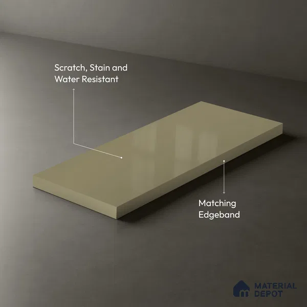 LM 21065 Beige Solid Color High Gloss Finish 8 ft x 4 ft Decorative Laminate - 1 mm | Suitable for Living Room, Kitchen, Office