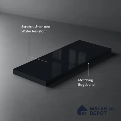 LM 21070 Midnight Navy High Gloss Finish 8 ft x 4 ft Decorative Laminate - 1 mm | Suitable for Living Room, Kitchen, Office
