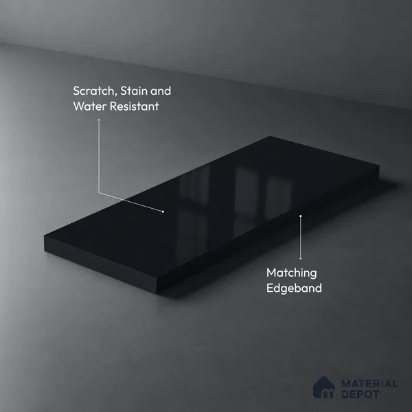LM 21070 Midnight Navy High Gloss Finish 8 ft x 4 ft Decorative Laminate - 1 mm | Suitable for Living Room, Kitchen, Office