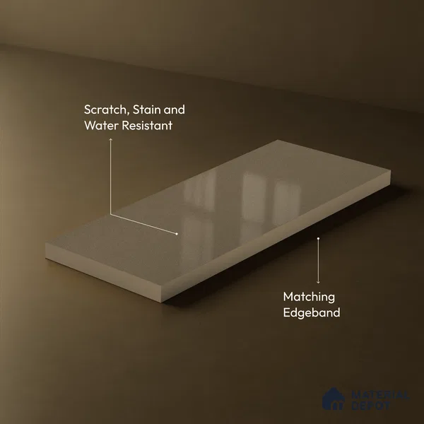 Taupe Brown Solid Color Acrylic Laminate LM 24327 8 ft x 4 ft High Gloss Finish - 1.5 mm | Matching Edgeband code - EB 02117 | Suitable for Living Room, Kitchen, Office