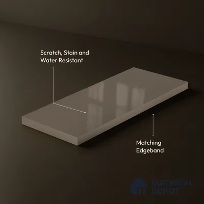 Taupe Grey Solid Color Acrylic Laminate LM 24328 8 ft x 4 ft High Gloss Finish - 1.5 mm | Matching Edgeband code - EB 02118 | Suitable for Living Room, Kitchen, Office