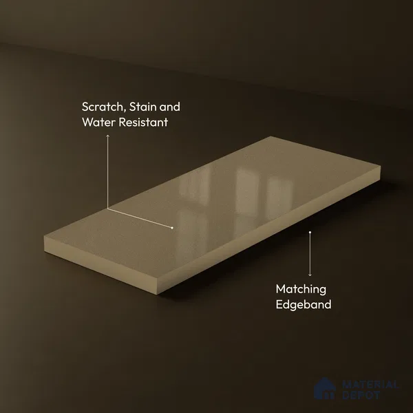 Taupe Brown Solid Color Acrylic Laminate LM 24329 8 ft x 4 ft High Gloss Finish - 1.5 mm | Matching Edgeband code - EB 02119 | Suitable for Living Room, Kitchen, Office