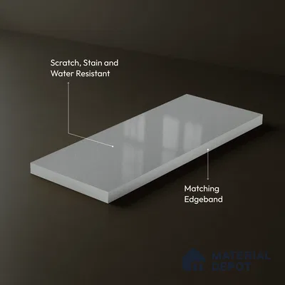 Light Grey Solid Color Acrylic Laminate LM 24334 8 ft x 4 ft High Gloss Finish - 1.5 mm | Matching Edgeband code - EB 02124 | Suitable for Living Room, Kitchen, Office