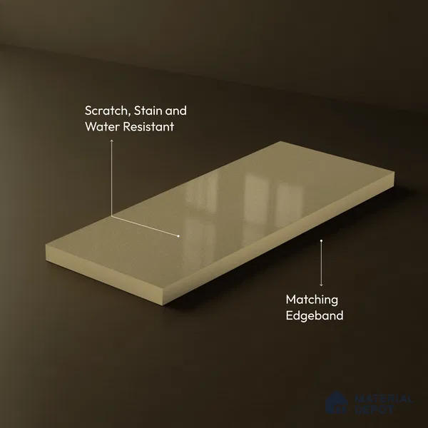 Beige Acrylic Laminate LM 24550 8 ft x 4 ft High Gloss Finish - 1.5 mm | Matching Edgeband code - EB 02110 | Suitable for TV Unit, Wardrobe, Cabinets