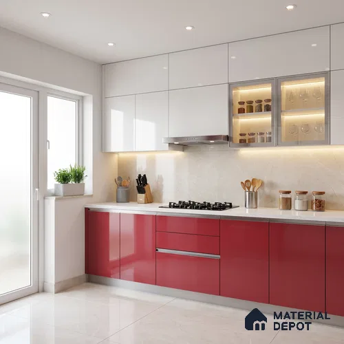 Solid Colors Look LM 19207 Raspberry 8 ft x 4 ft Glossy Finish Decorative Laminate - 1 mm | Suitable for Living Room, Kitchen, Office