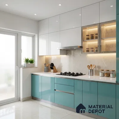 Solid Colors Look LM 19209 Celesto 8 ft x 4 ft Glossy Finish Decorative Laminate - 1 mm | Suitable for Living Room, Kitchen, Office