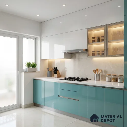 Solid Colors Look LM 19209 Celesto 8 ft x 4 ft Glossy Finish Decorative Laminate - 1 mm | Suitable for Living Room, Kitchen, Office
