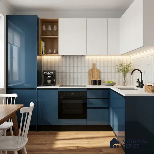 Solid Colors Look LM 19210 Teal 8 ft x 4 ft Glossy Finish Decorative Laminate - 1 mm | Suitable for Living Room, Kitchen, Office