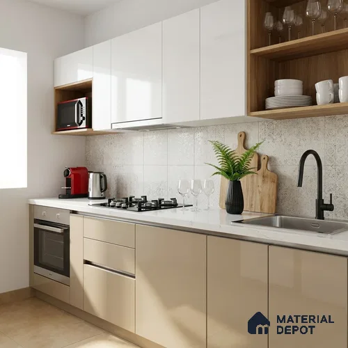 Solid Colors Look LM 19212 Pabble Stone 8 ft x 4 ft Glossy Finish Decorative Laminate - 1 mm | Suitable for Living Room, Kitchen, Office
