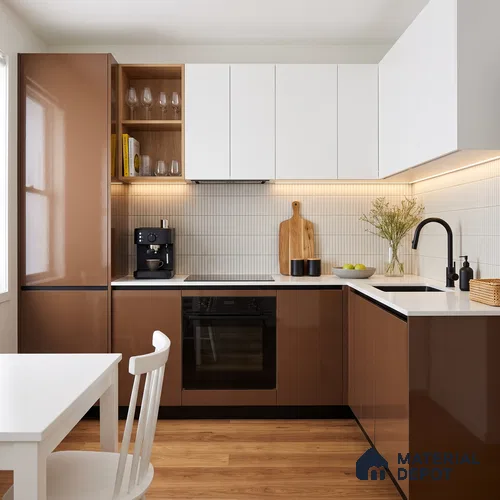 Solid Colors Look LM 19215 Chestnut 8 ft x 4 ft Glossy Finish Decorative Laminate - 1 mm | Suitable for Living Room, Kitchen, Office
