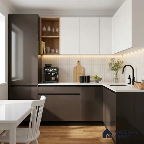Solid Colors Look LM 19217 Dark Grey 8 ft x 4 ft Glossy Finish Decorative Laminate - 1 mm | Suitable for Living Room, Kitchen, Office