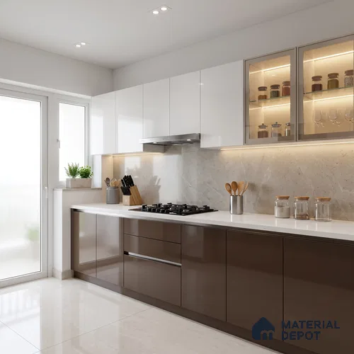 Solid Colors Look LM 19218 Brown Haze 8 ft x 4 ft Glossy Finish Decorative Laminate - 1 mm | Suitable for Living Room, Kitchen, Office
