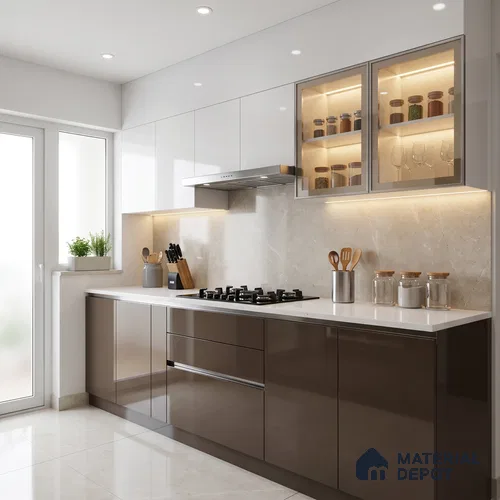 Solid Colors Look LM 19219 Armadillo 8 ft x 4 ft Glossy Finish Decorative Laminate - 1 mm | Suitable for Living Room, Kitchen, Office