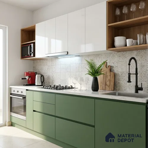Solid Colors Look LM 19236 Moss Green 8 ft x 4 ft Matte Finish Decorative Laminate - 1 mm | Suitable for Living Room, Kitchen, Office